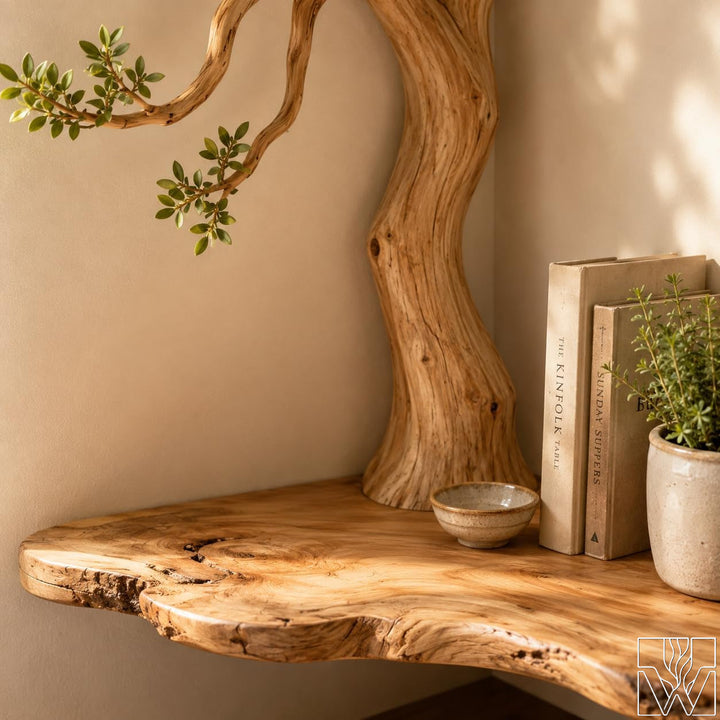 Premium Handcrafted Natural Wood Branch Corner Shelf