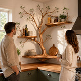 Solid Wood Multi-Layer Tree Branch Corner Bookshelf