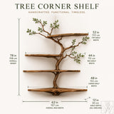 Handcrafted Natural Wood Tree Branch Corner Bookcase