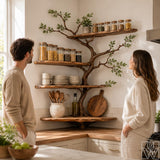 Handcrafted Natural Wood Tree Branch Corner Bookcase