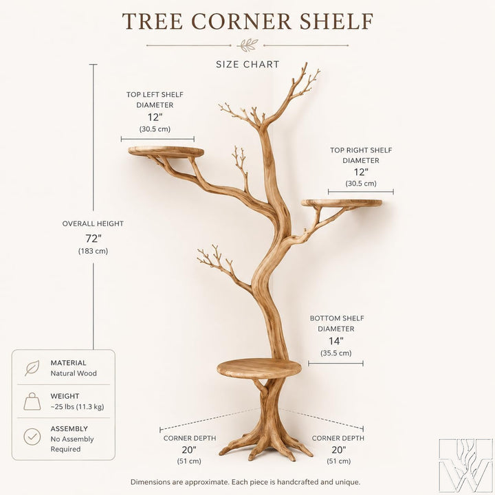 Handcrafted Tree Branch Book Shelf Corner Bookcase