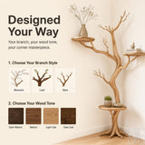 Handcrafted Tree Branch Book Shelf Corner Bookcase