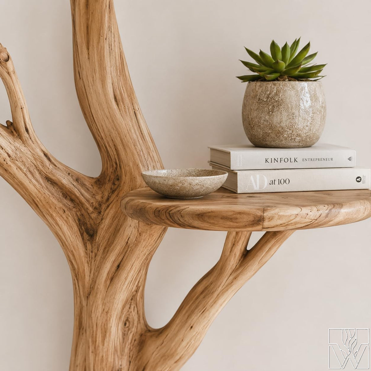 Handcrafted Tree Branch Book Shelf Corner Bookcase
