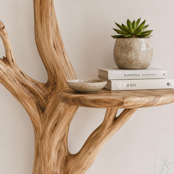 Handcrafted Tree Branch Book Shelf Corner Bookcase