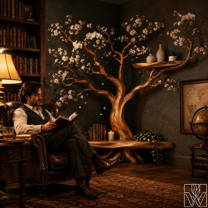 Handcrafted Tree Branch Book Shelf Corner Bookcase