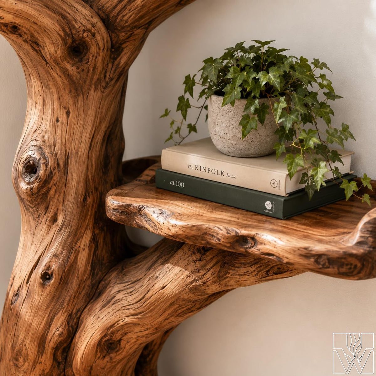 Handcrafted Tree Branch Book Shelf Corner Bookcase