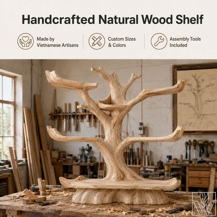 Handcrafted Tree Branch Book Shelf Corner Bookcase