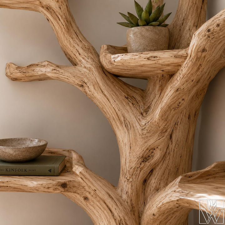 Handcrafted Tree Branch Book Shelf Corner Bookcase