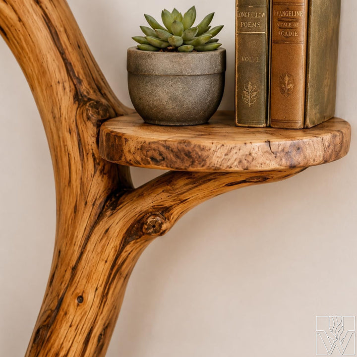 Leaf-Accent Corner Tree Bookcase