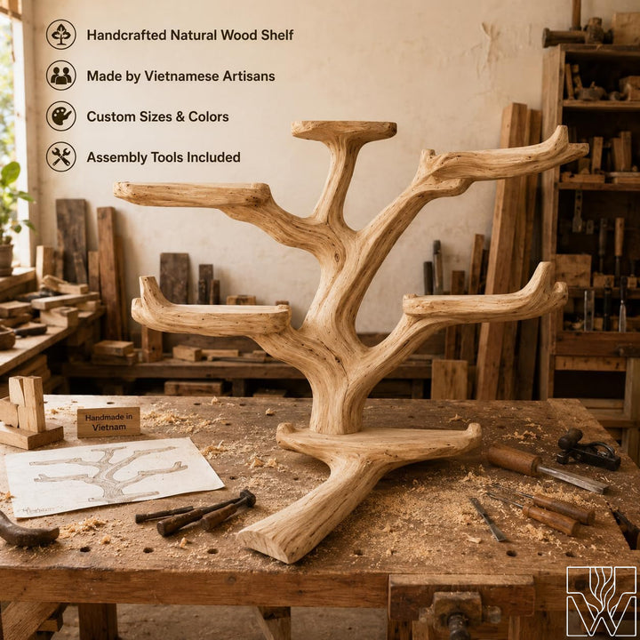 Handcrafted Tree Branch Book Shelf Corner Bookcase