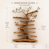 Handcrafted Tree Branch Floating Shelf Corner Bookcase