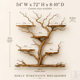 Handcrafted Tree Branch Floating Shelf Corner Bookcase