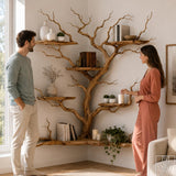 Handcrafted Tree Branch Floating Shelf Corner Bookcase