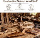 Handcrafted Tree Branch Floating Shelf Corner Bookcase
