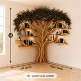Handcrafted Natural Wood Corner Tree Bookshelf Crimson
