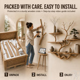 Handcrafted Natural Wood Corner Tree Bookshelf