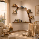 Large Handcrafted Tree Branch Corner Bookshelf for Nursery