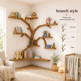 Large Handcrafted Tree Branch Corner Bookshelf for Nursery