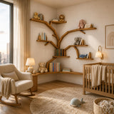 Large Handcrafted Tree Branch Corner Bookshelf for Nursery
