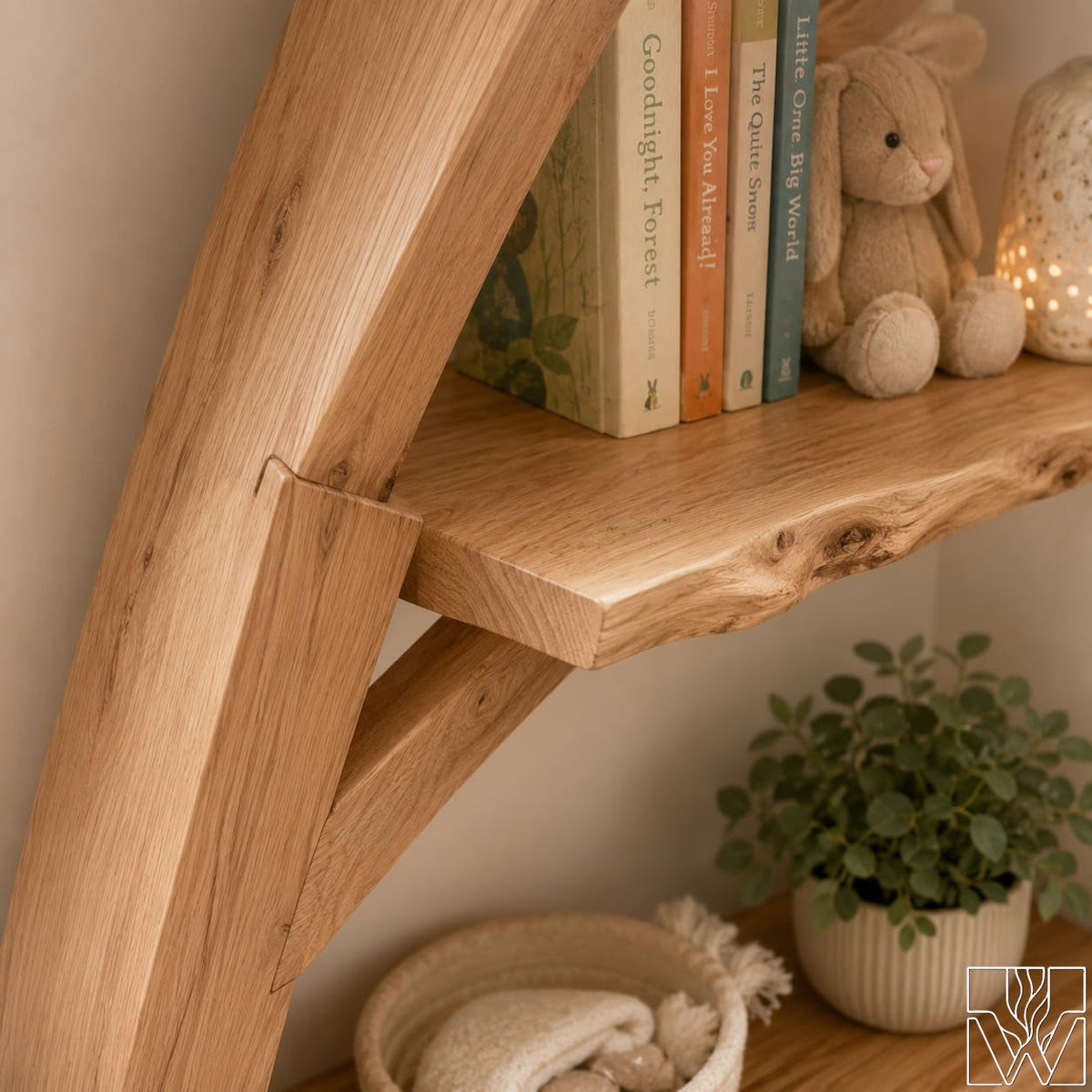 Large Handcrafted Tree Branch Corner Bookshelf for Nursery