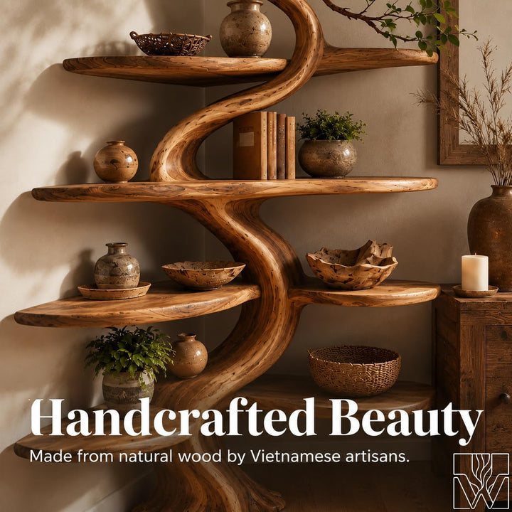 The Sun-Climber's Ladder - Handcrafted Corner Tree Shelf