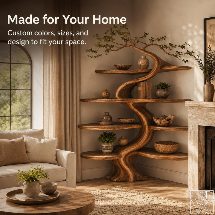 The Sun-Climber's Ladder - Handcrafted Corner Tree Shelf