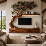 Rustic Natural Solid Wood Tree Branch TV Stand for Living Room