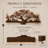 Natural Solid Wood Tree Branch Floating TV Stand for Living Room