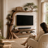 Handcrafted Solid Wood Tree Branch TV Stand for Living Room