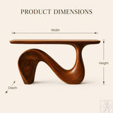 Sculptural Organic Solid Wood Console Table for Entryway