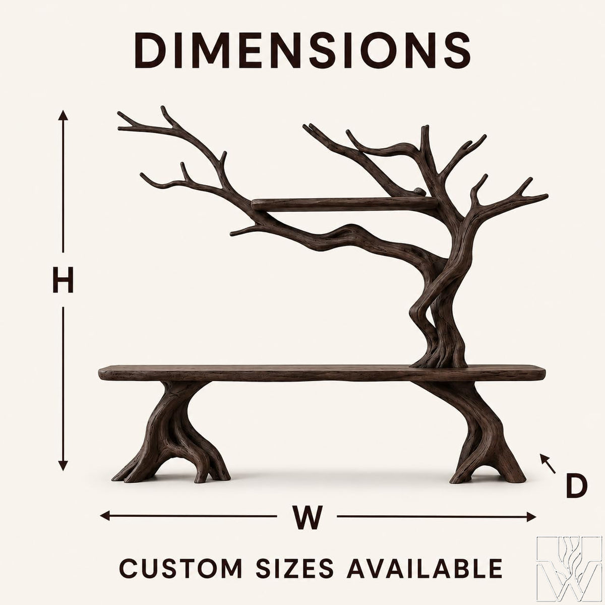 Handcrafted Solid Wood Tree Branch Console Table for Entryway