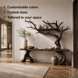 Handcrafted Solid Wood Tree Branch Console Table for Entryway