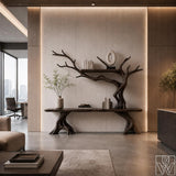 Handcrafted Solid Wood Tree Branch Console Table for Entryway