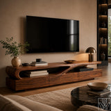 Sculptural Organic Solid Wood TV Stand & Media Console