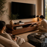 Sculptural Organic Solid Wood TV Stand & Media Console