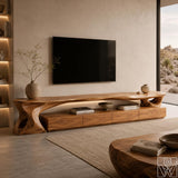Mid-Century Organic Solid Wood TV Stand & Media Console