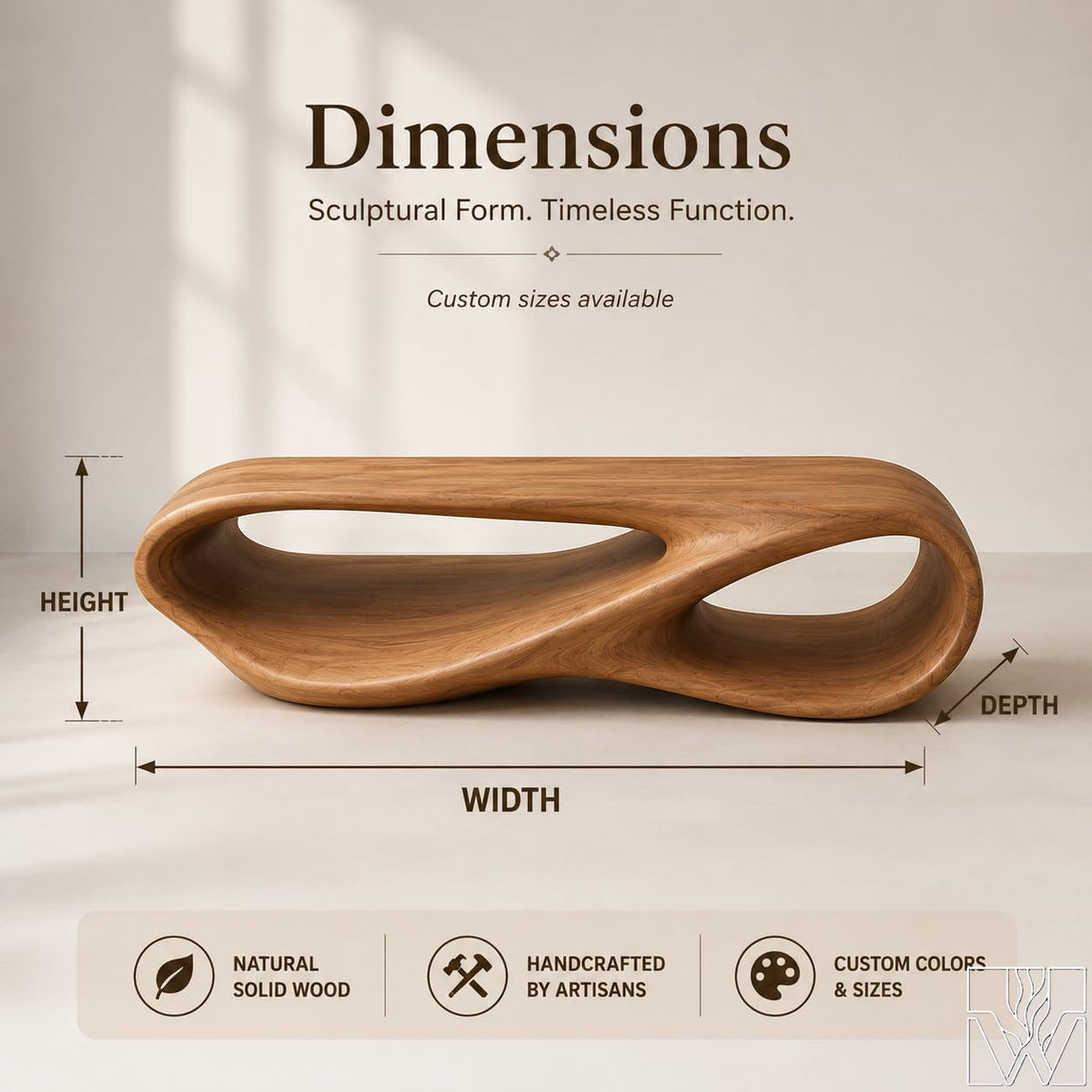 Handcrafted Modern Organic Wood TV Stand for Living Room