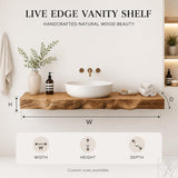 Natural Live Edge Solid Wood Floating Bathroom Vanity Console