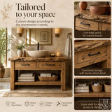 Rustic Live Edge Solid Wood Floating Bathroom Vanity Console