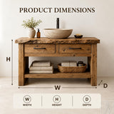 Rustic Live Edge Solid Wood Floating Bathroom Vanity Console