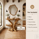Rustic Live Edge Solid Wood Floating Bathroom Vanity with Shelf