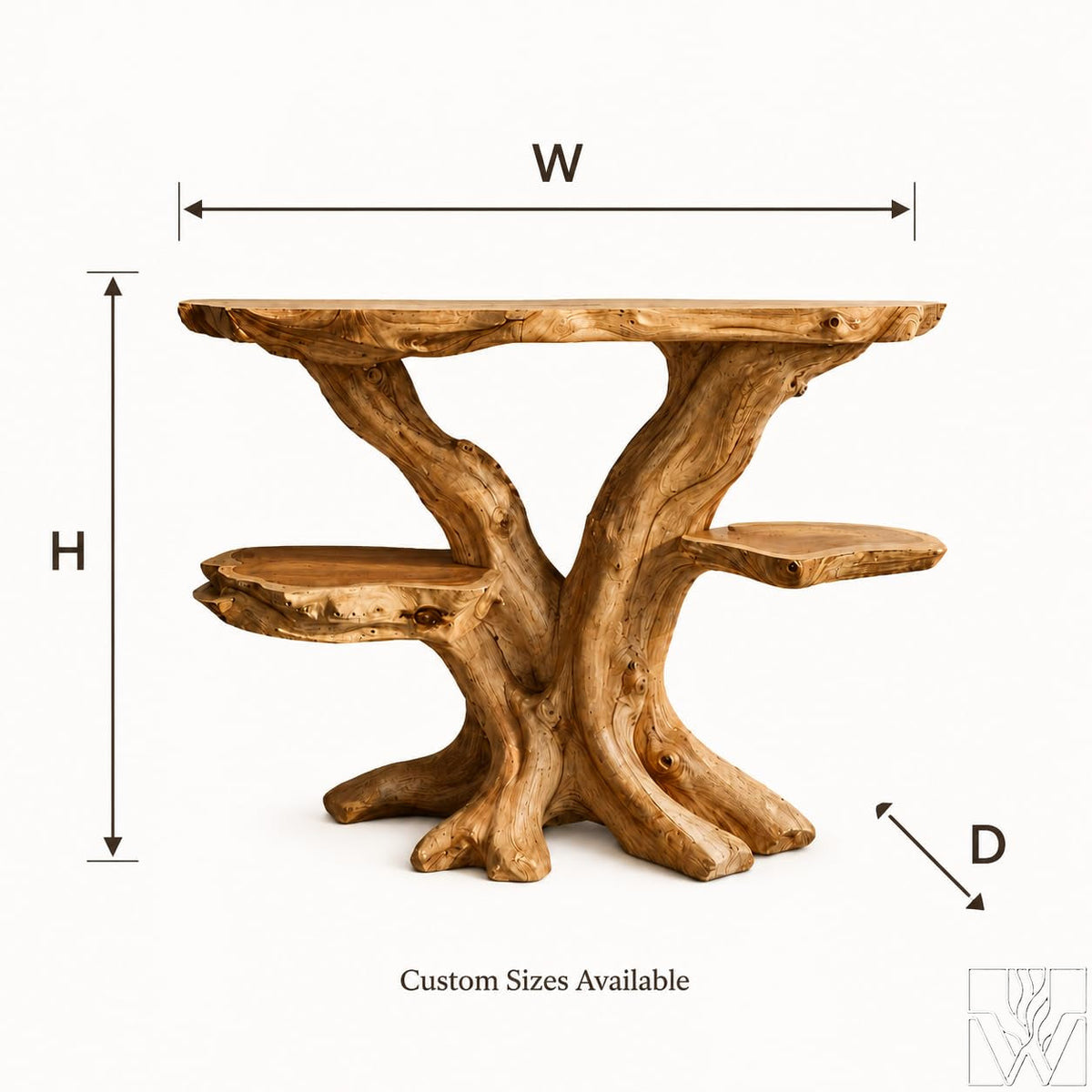 Handcrafted Live Edge Solid Wood Floating Bathroom Vanity Console