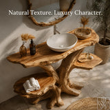 Handcrafted Live Edge Solid Wood Floating Bathroom Vanity Console