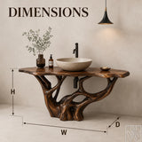 Handcrafted Live Edge Solid Wood Floating Bathroom Vanity Base