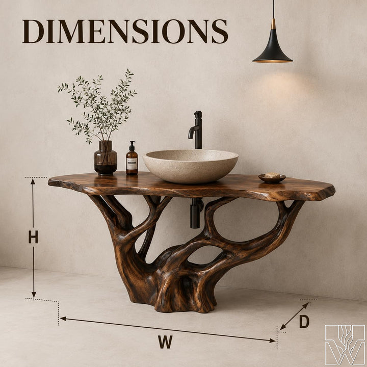 Handcrafted Live Edge Solid Wood Floating Bathroom Vanity Base
