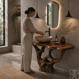 Handcrafted Live Edge Solid Wood Floating Bathroom Vanity Base