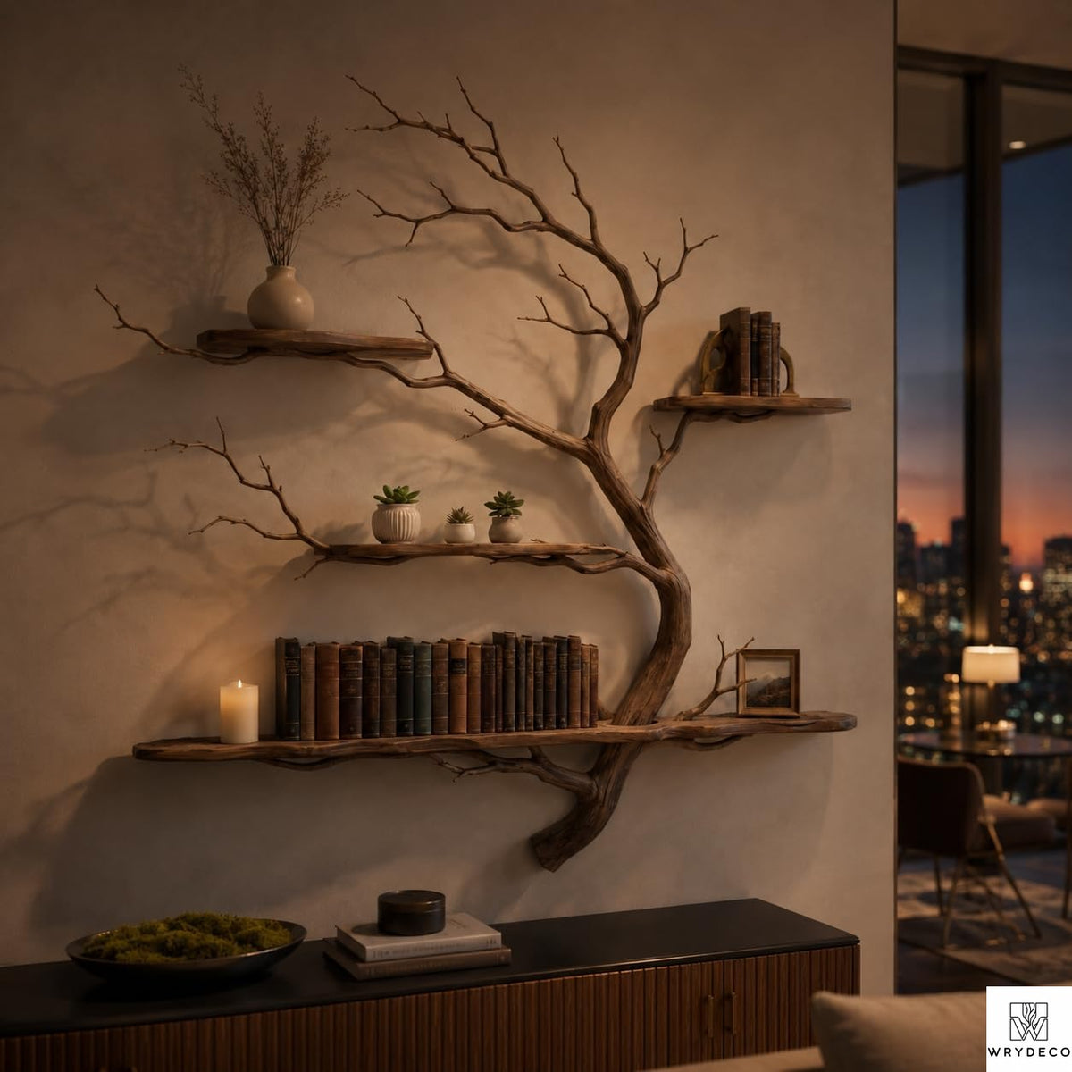 PREAUREUM Handcrafted Tree Branch Floating Shelf (C2)