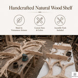 PREAUREUM Handcrafted Tree Branch Floating Shelf (C2)