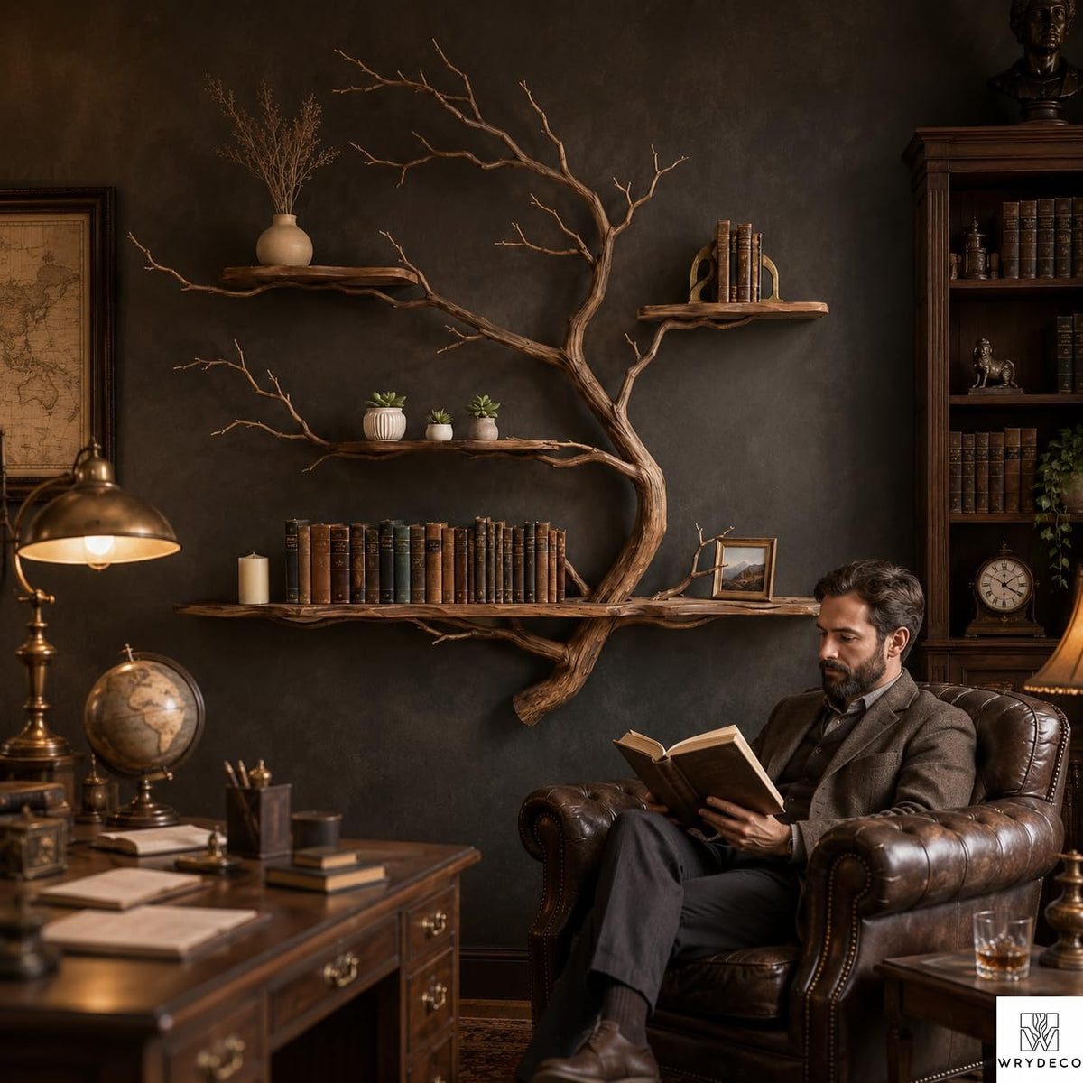 PREAUREUM Handcrafted Tree Branch Floating Shelf (C2)