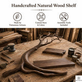 Handcrafted Tree Branch Floating Shelves – Unique Natural Wood Wall Shelf Set, Sculptural Art Display Bookcase for Living Room, Study, Bedroom & Home Library (2 Level Shelves) (C1)